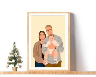 Custom Cartoon Family Portrait: Personalized Family Gift