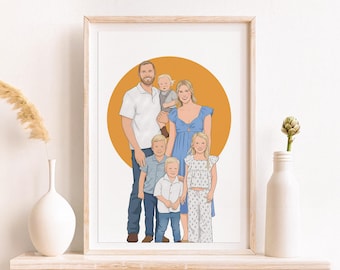 Retrato familiar personalizado, ilustración de dibujos animados, regalo para padres, dibujo a partir de una foto