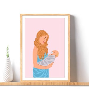 Custom Faceless Portrait, First Mothers Day Gift, Portrait From Photo, Gift For Mom, Hand Drawn Illustration, Personalized Decor Gift