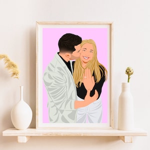 Custom Couple Portrait From Photo, Couple Gifts, Personalized Engagement Gift, Faceless Portrait Print, Family Illustration Gift