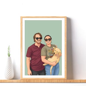 Personalized Family Portrait, Custom Illustration With Pet, Cartoon Portrait From Photo, Gift for Parents image 10