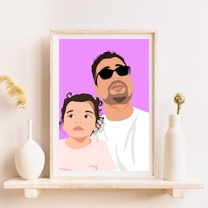 Cartoon Portrait, Personalized Gift For Dad, Family Portrait, Birthday Gift For Grandpa, Custom Illustration, Father’s Day Gift