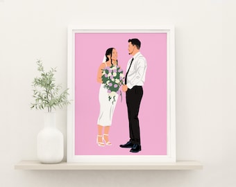 Portrait de dessin animé personnalisé, cadeau de mariage personnalisé pour couple, cadeau d'anniversaire pour lui, illustration personnalisée, portrait d'après photo