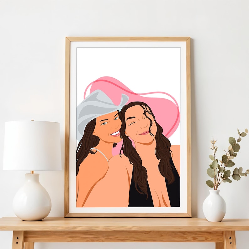 Custom Cartoon Portrait, Best Friend Gift, Personalized Digital Print image 9
