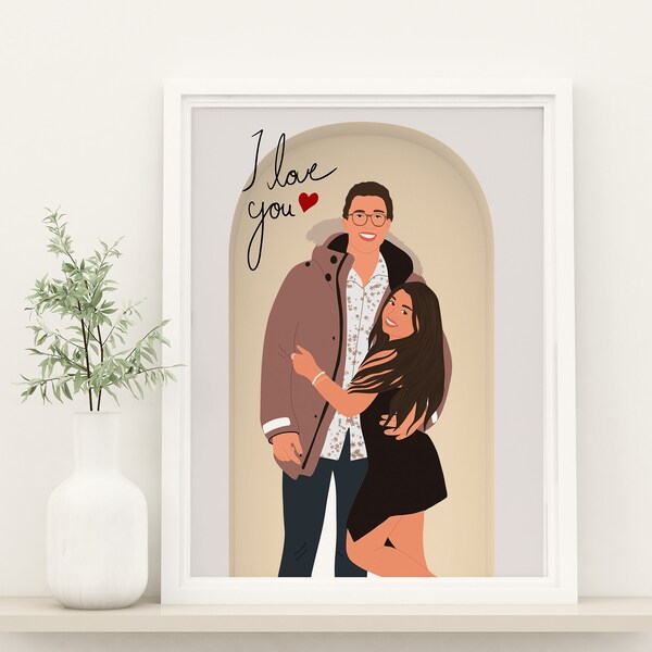 Faceless Portrait, Custom Illustration, Cartoon Portrait, Boyfriend Gift, Couple Portrait, Personalized Portrait Digital, Birthday Gift