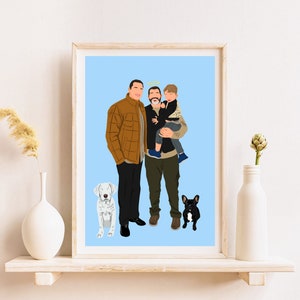 Portrait de famille personnalisé à partir d'une photo, illustration de portrait de famille, impression numérique de portrait, portrait sans visage personnalisé, cadeau personnalisé image 8