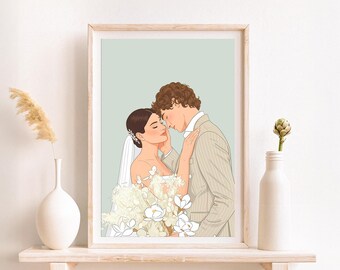 Bride and Groom Watercolor Art :Hand-Painted Keepsake
