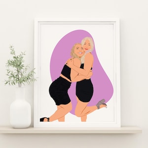 Personalized Drawing From Photo, Custom Portrait, Gift For Sister, Faceless Illustration, Gift for Her, Digital Portrait Print, Bestie Gift