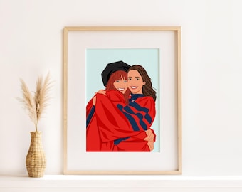 Custom Cartoon Portrait, Drawing From Photo, Faceless Portrait, Gift For Her, Personalized Illustration, Gift For Best Friend
