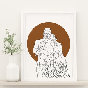 Custom Line Drawing, Line Art, Drawing From Photo, Family Portrait, One Line Art, Boyfriend Gift, Christmas Gift, Custom Portrait