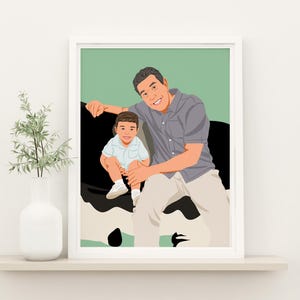 Benutzerdefiniertes gesichtsloses Porträt, Zeichnung vom Foto, Opa Geschenk, Familien Illustration, Porträtzeichnung, individuelles Geschenk für Papa, Vatertagsgeschenk