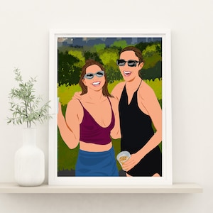 Cartoon Best Friend Portrait, 30th Birthday Gift For Her, Faceless Portrait From Photo, Custom Portrait, Best Friend Gift, Gift For Friend