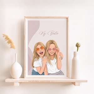 Custom Friend Portrait, Personalized Illustration, Cartoon Friendship Art (Digital Download) image 6