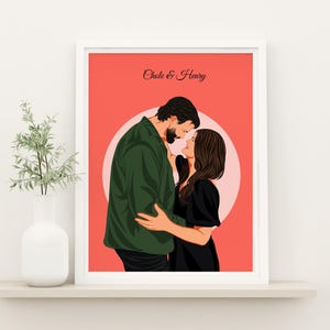 Custom Couple Illustration, Anniversary Gift for Girlfriend, Couple Portrait From Photo, Faceless Portrait, Personalized Gift for Her