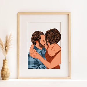 Stampa personalizzata di un ritratto senza volto, regalo personalizzato per lui, regalo sentimentale per il fidanzato, illustrazione di coppia, regalo personalizzato per il marito