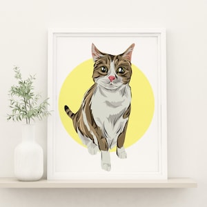 Ritratto personalizzato di animale domestico, regalo personalizzato per amante dei gatti, illustrazione personalizzata con animale domestico, ritratto senza volto da foto, ritratto di gatto dei cartoni animati