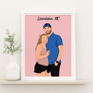 Custom Couple Illustration, Cartoon Drawing, Portrait from Photo, Personalized Last Minute Gift, Boyfriend Gift, Custom Gift for Him