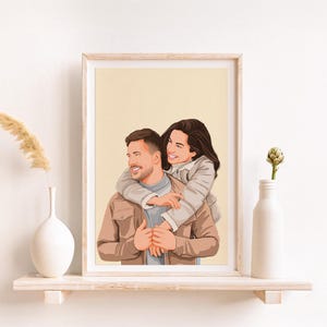 Custom Couple Portrait, Cartoon Illustration, Anniversary Gift, Personalized Gift, Boyfriend Gift, Drawing from Photo, Girlfriend Gift