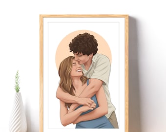 Watercolor Couple Portrait: Painted from Your Photo