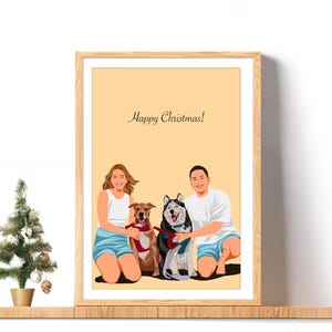 Custom Faceless Illustration, Cartoon Drawing from Photo, Personalized Christmas Gift, Family Portrait, Grandparents Gift, Family Gift