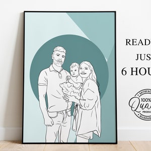 Custom Couple Line Art Portrait: Minimalist Drawing, Sketch From Photo