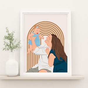 Custom Family Portrait Drawing, Personalized Father's Day Gift, Faceless Portrait Print,  Dad Gift, Drawing from Photo, Custom Family Gift