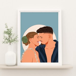 Custom Couple Portrait Drawing, Faceless Portrait Print, Personalized Gift for Him, Birthday Gift for Boyfriend, Custom Illustration