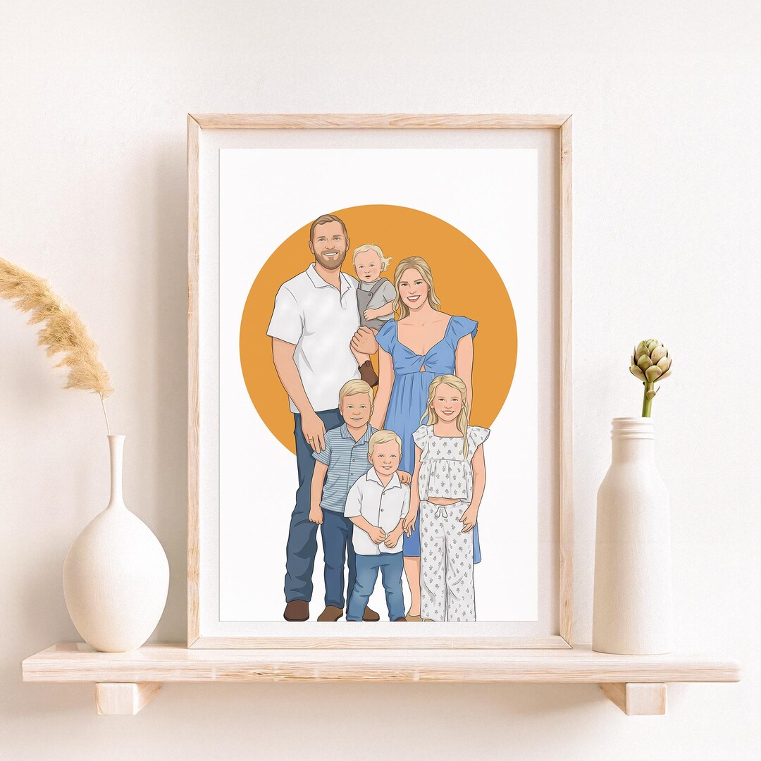 Custom Family Portrait: Personalized Drawing From Photo, Gift for Mom ...