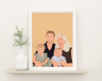 Custom Family Cartoon Portrait from Photo, Unique Christmas Gift