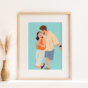 Custom Couple Illustration, Couple with Pet Portrait, Faceless Drawing, Personalized Gift, Boyfriend Gift, Custom Gift for Husband