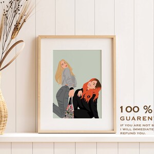 Custom Cartoon Portrait, Best Friend Illustration, Personalized Gift image 8