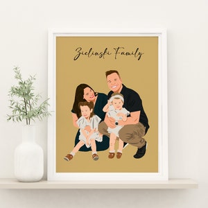 Custom Family Portrait From Photo, Family Portrait Illustration, Digital Portrait Print, Faceless Portrait Custom, Personalized Gift