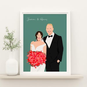 Custom Couple Portrait, Cartoon Illustration, Personalized Wedding Gift, Faceless Portrait, Gift for Bridal, Woman Gift, Drawing from Photo