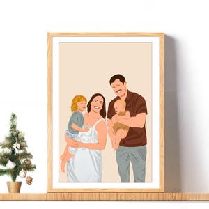 Custom Family Portrait, Personalized Portrait Drawing, Gift For Christmas, Family Illustration, Portrait From Photo, Gift for Parent