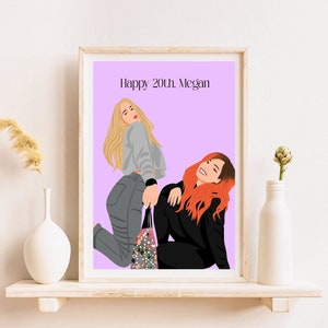 Personalized Cartoon Portrait, 20th Birthday Gift For Her, Custom Portrait From Photo, Gift For Best Friend, Custom Gift