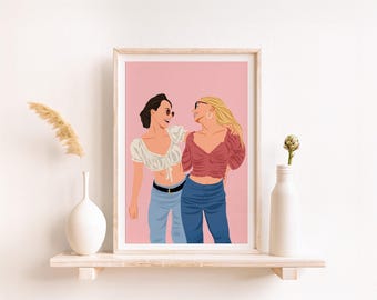 Custom Best Friend Portrait, Birthday Gift for Her, Drawing from Photo, Friendship Gift, Custom Illustration, Personalized Sister Gift