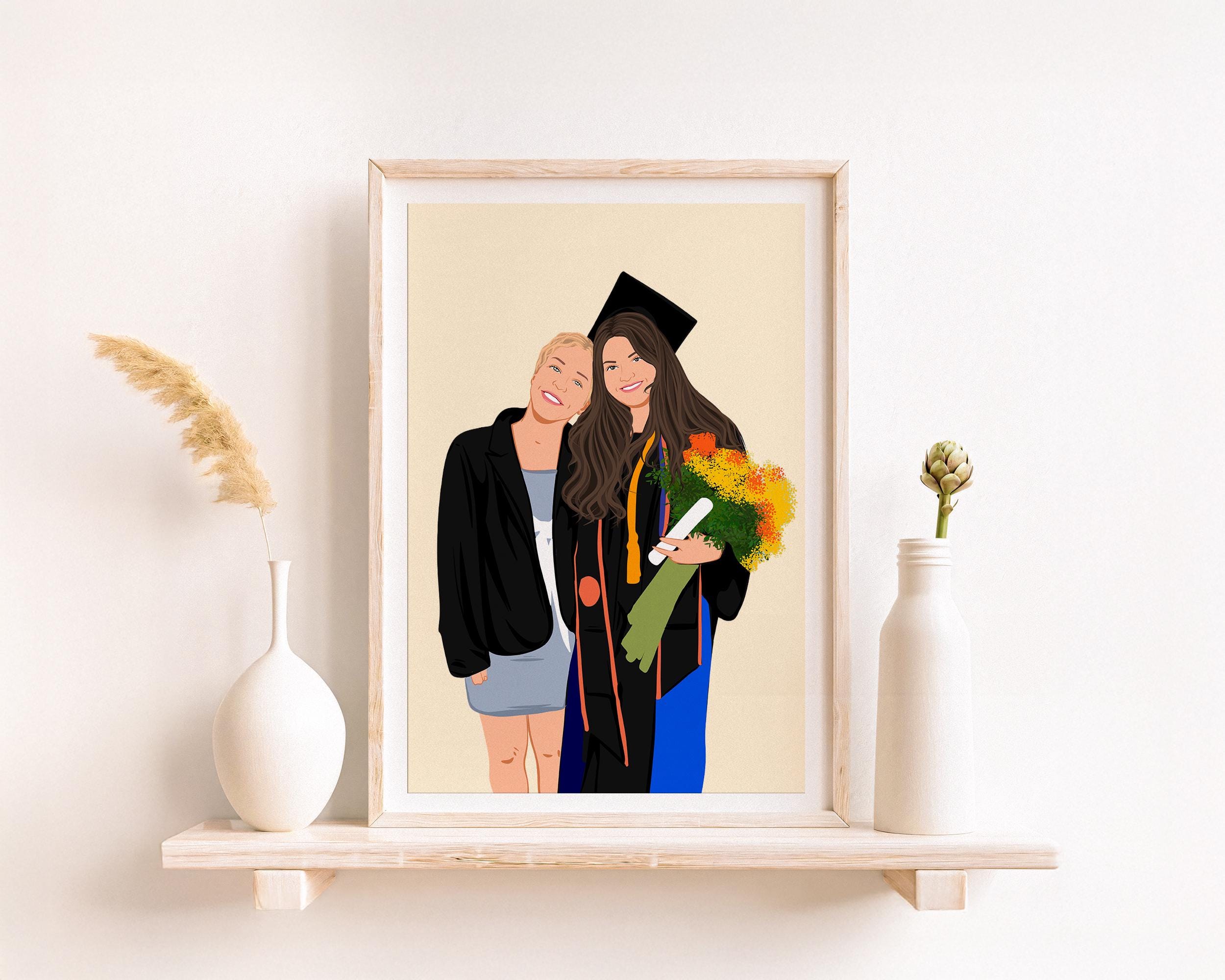 Custom Graduation Portrait, Personalized Gift For Her, Graduation Gift From Best Friend, Class Of 2025, Cartoon Portrait From Photo