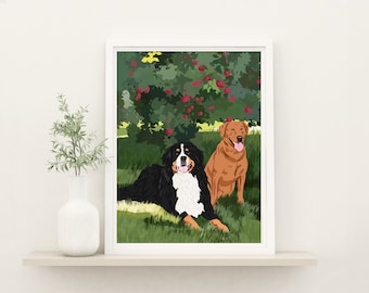 Custom Cartoon Pet Portrait: Personalized Dog Memorial Gift, Gift For Cat Lovers