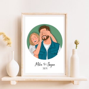 Custom Cartoon Portrait From Photo, Personalized Gift For Couples, Custom Illustration, Gift For Her, Faceless Portrait