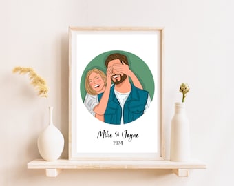 Custom Cartoon Portrait From Photo, Personalized Gift For Couples, Custom Illustration, Gift For Her, Faceless Portrait