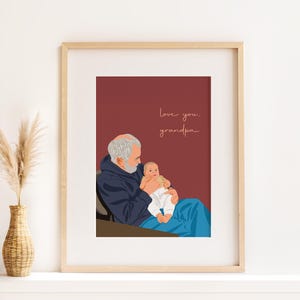 Custom Portrait, Father's Day Gift for Grandpa, Cartoon Portrait, Custom Illustration, Portrait from Photo, Family Portrait, Custom Wall Art