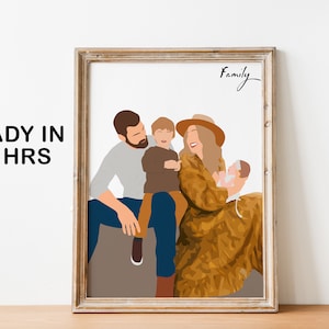 Custom Family Portrait From Photo, Family Portrait Illustration, Digital Portrait Print, Faceless Portrait Custom, Personalized Gift