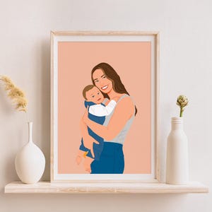 Custom Portrait, Personalized Mom Birthday Gift, Drawing From Photo, Custom Illustration, Family Illustration, Gift for Parents, Wife Gift