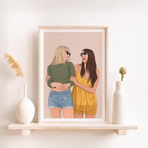 Custom Friend Portrait, Personalized Illustration, Cartoon Friendship Art (Digital Download) image 3