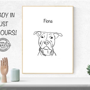 Disegno di linea personalizzato di un cane da una foto, schizzo di un cane, disegno di contorno di un animale domestico, ritratto commemorativo di un animale domestico, illustrazione di un animale domestico, disegno di un cane personalizzato