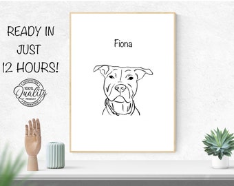 Dog Line Art Custom Line Drawing From Photo Sketch Dog Outline Drawing Pet Memorial Portrait Pet Illustration Dog Drawing Personalized