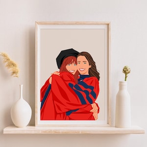 Custom Best Friend Portrait, Birthday Gift for Her, Faceless Illustration, Personalized Gift, Friendship Gift, Digital Print, Sister Gift