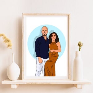Cartoon Couple Portrait, Personalized Gift For Boyfriend, Custom Cartoon Portrait From Photo, Birthday Gift For Him, Engagement Gift