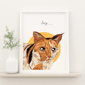 Custom Pet Portrait, Cat Portrait, Cat Drawing from Photo, Cat Owner Gift, Pet Lovers Gift, Cat Loss Gift, Custom Pet Illustration