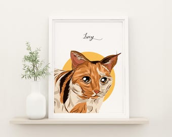 Custom Cat Portrait from Photo: Unique Pet Illustration, Gift for Dog Lovers